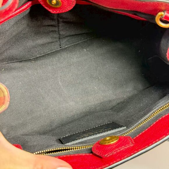 Burberry Red Leather Shoulder Bag Classic Design with Gold Accents - Picture 9 of 9